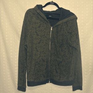 Olive Green Crochet/Lace Zip Up Hoodie